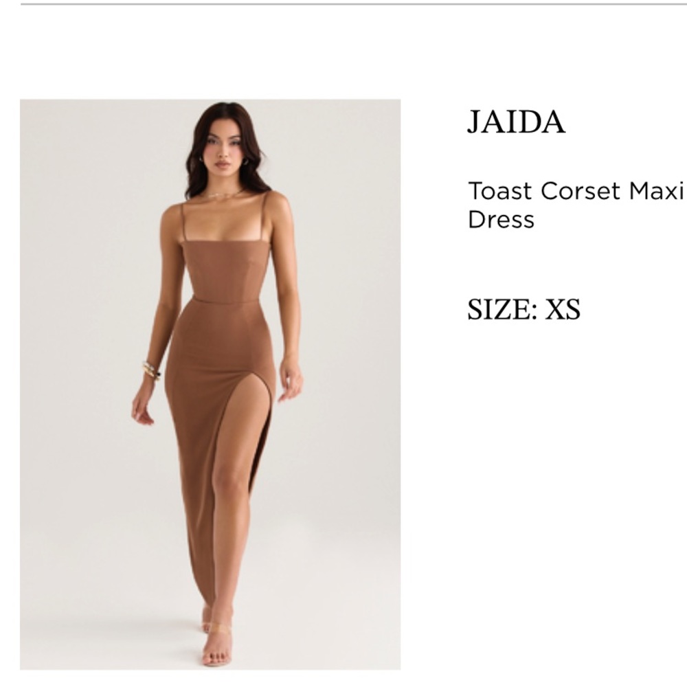 House of CB Jaida toast corset maxi dress
